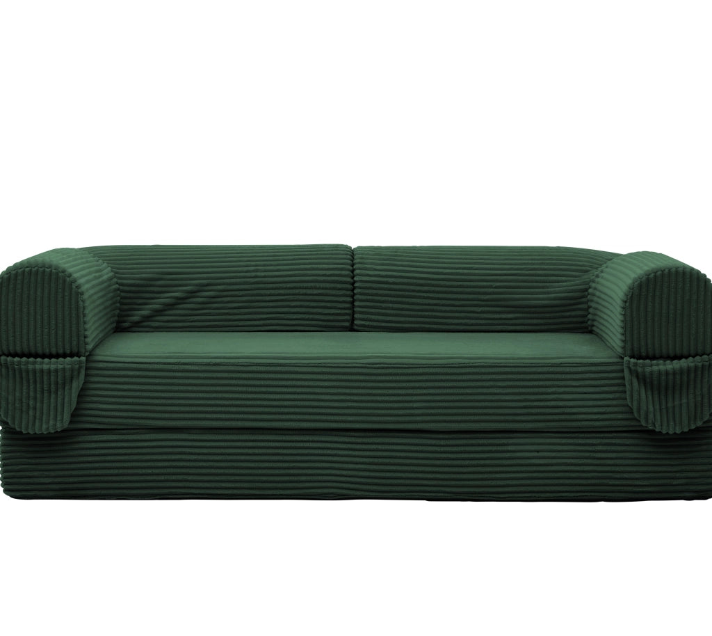Divano Letto Convertibile 2 Posti con Schienale Imbottito, Divano Basso in Velluto Verde