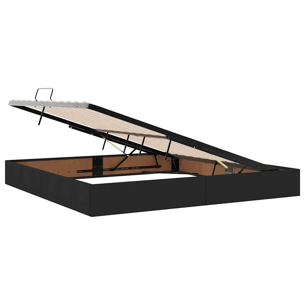 Letto con contenitore e materasso Nero 200 x 200 cm Poliestere