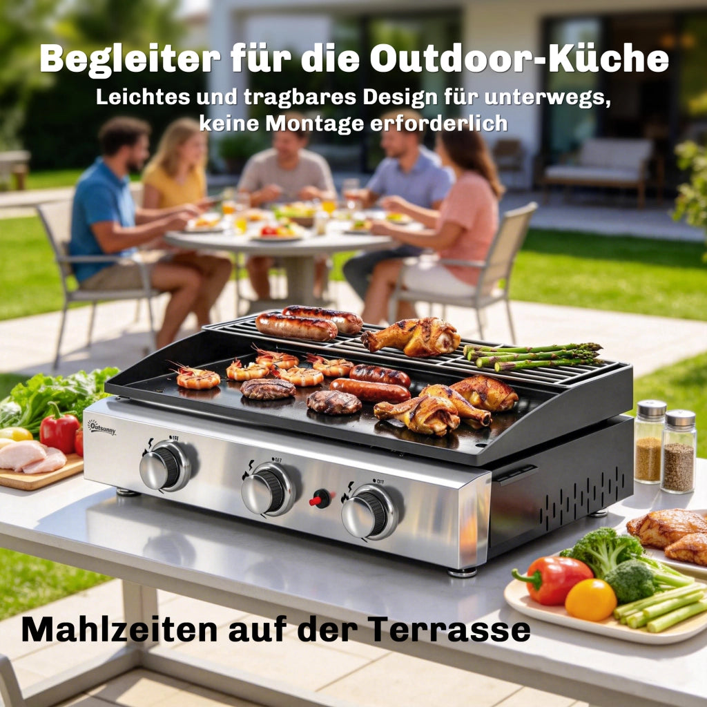 Grill a gas portatile da tavolo 7.5 KW ¨C zephmum ¨C 3 bruciatori griglia ceramica