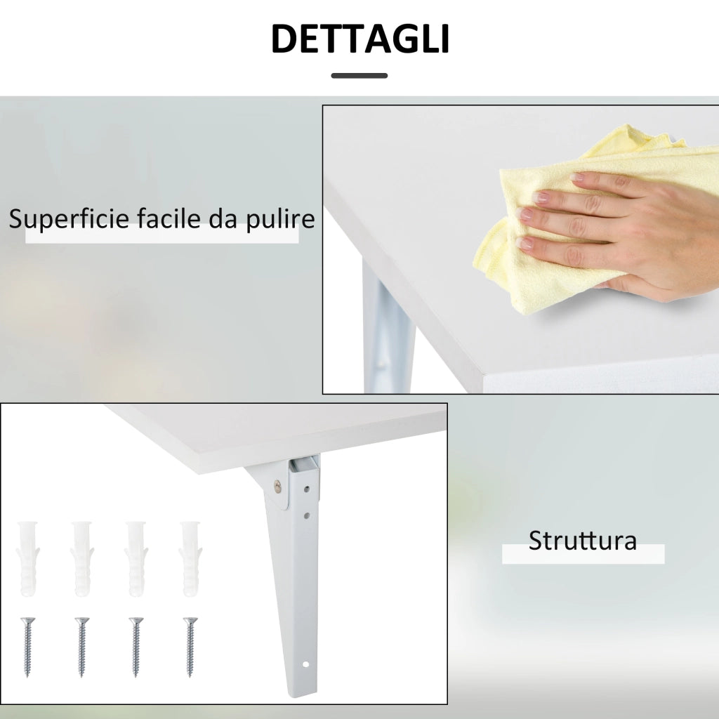 Tavolino Pieghevole Salvaspazio ¨C zephmum ¨C MDF e Metallo Bianco 60x40x20cm