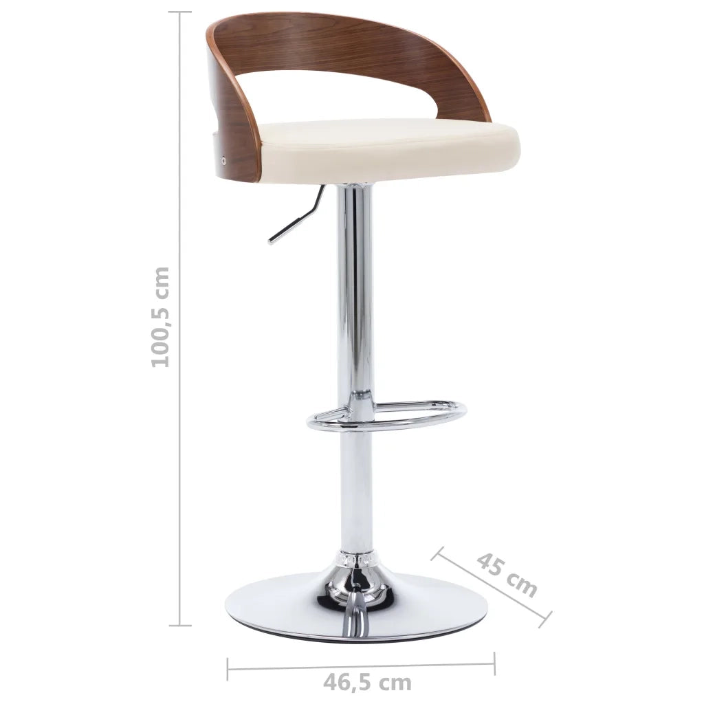 Sgabelli da Bar 2 pz Crema in Similpelle e Legno Curvato 283145