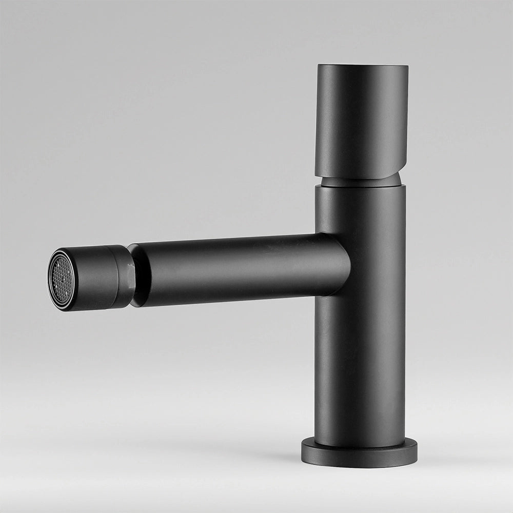 Set miscelatori lavabo a muro e bidet nero opaco senza leva Gemini