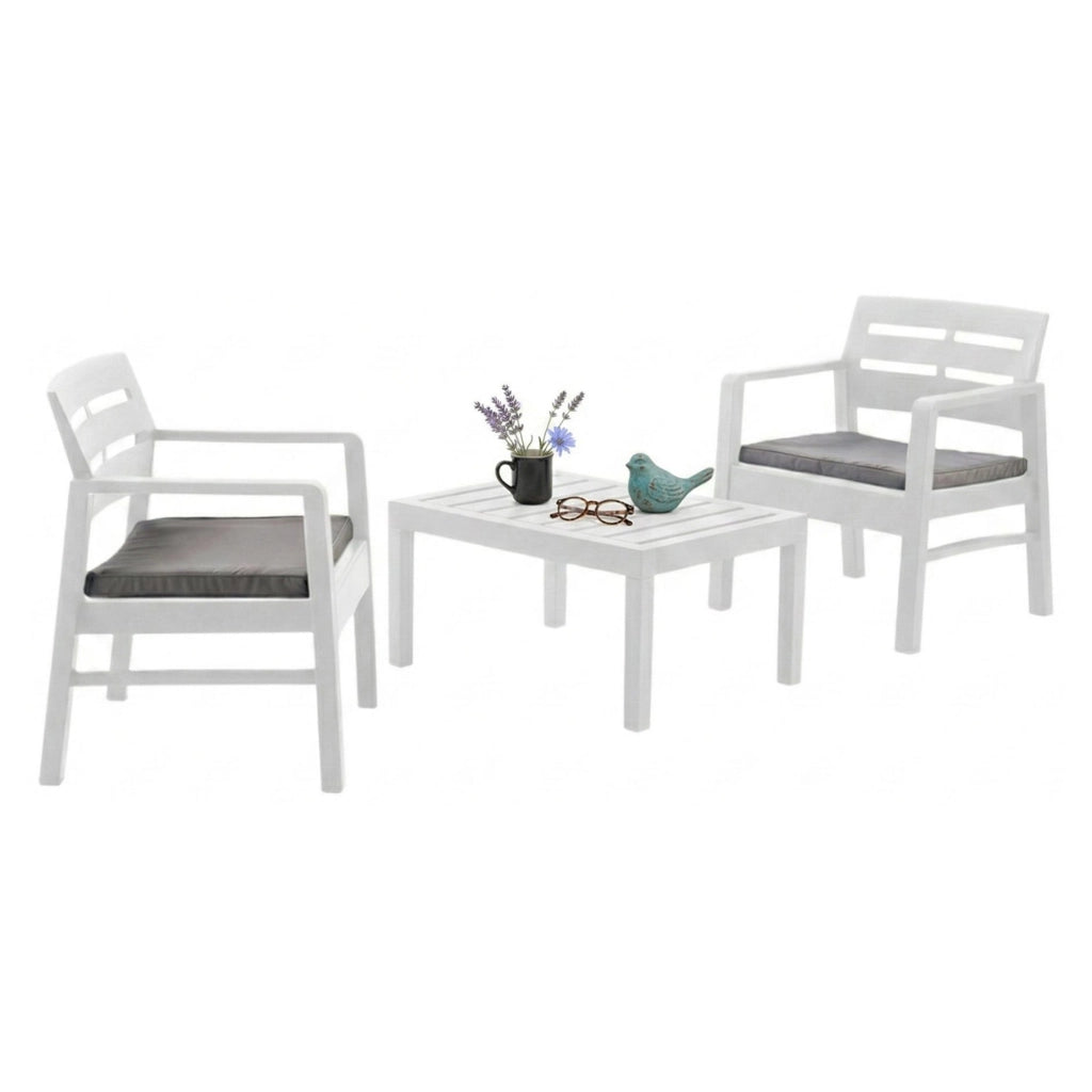 Salottino Outdoor Alfio, set Salotto da Esterno 2 Posti Made in Italy, Bianco