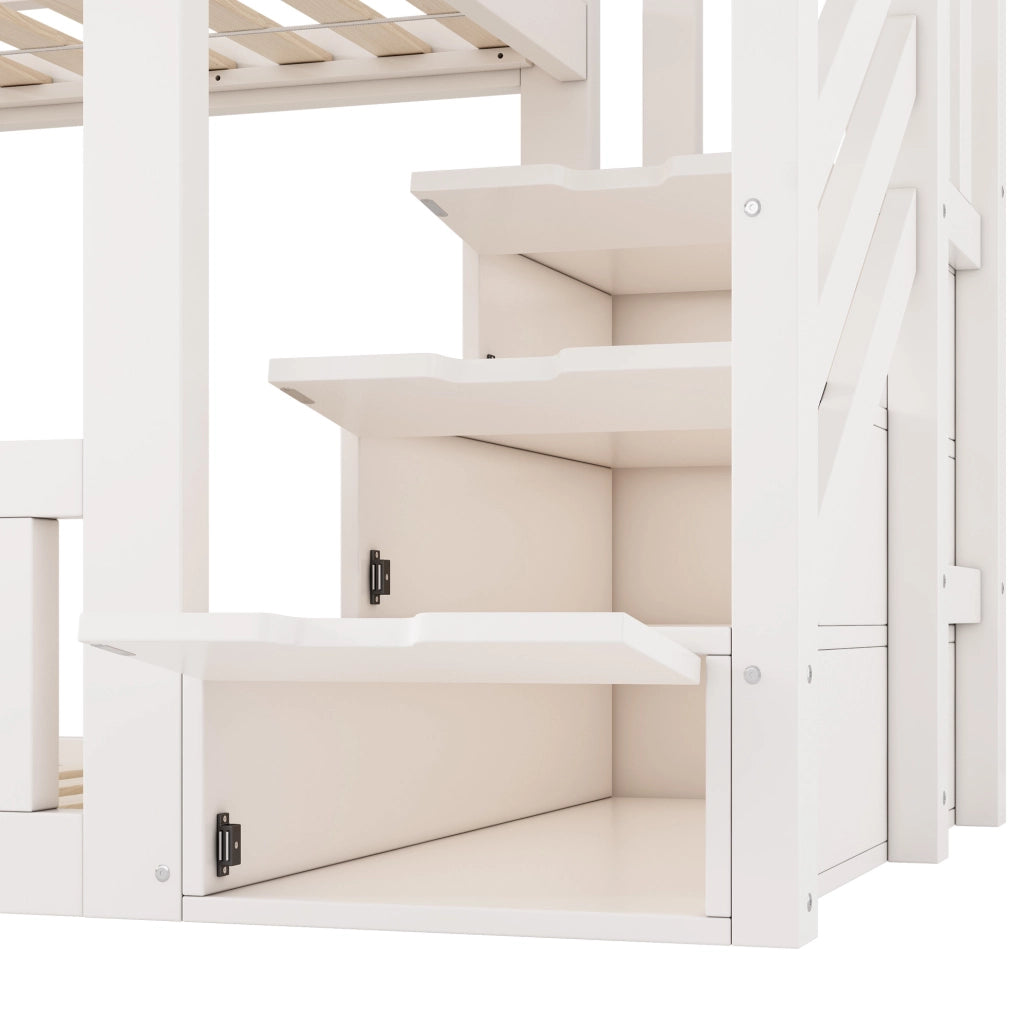Letto a castello 90x200 cm con armadio a scala; bianco