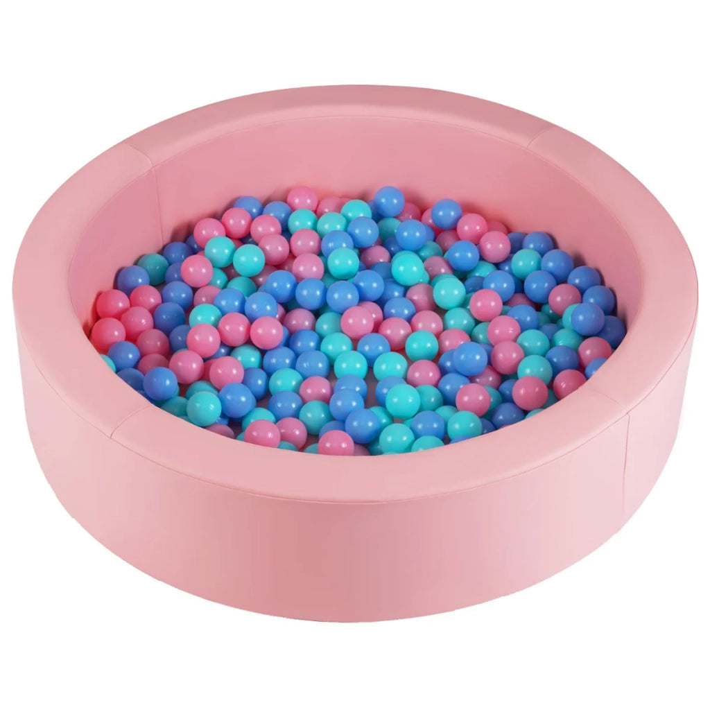 Piscina di palline rotonda 105 x 24 cm imbottita 9 cm con motivo a stelle in PU rosa 20_0018758