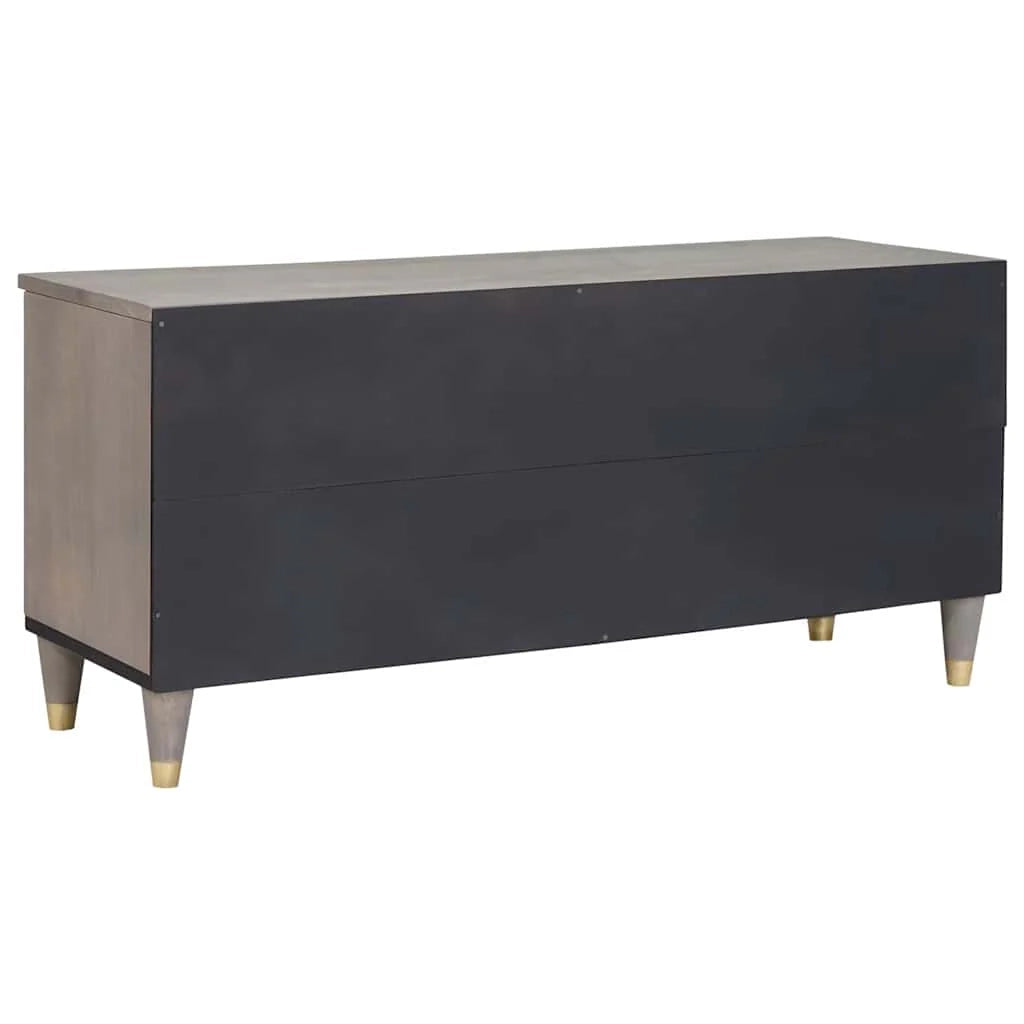 Mobile TV rettangolare moderno con pratico contenitore 100 x 33 x 46 cm legno massello di mango grigio 02_0057884