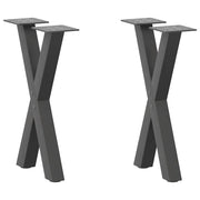 Set di 2 gambe robuste per tavolino da caffè a forma di X 28 x 42 cm con piedini livellanti design moderno acciaio antracite 02_0057165