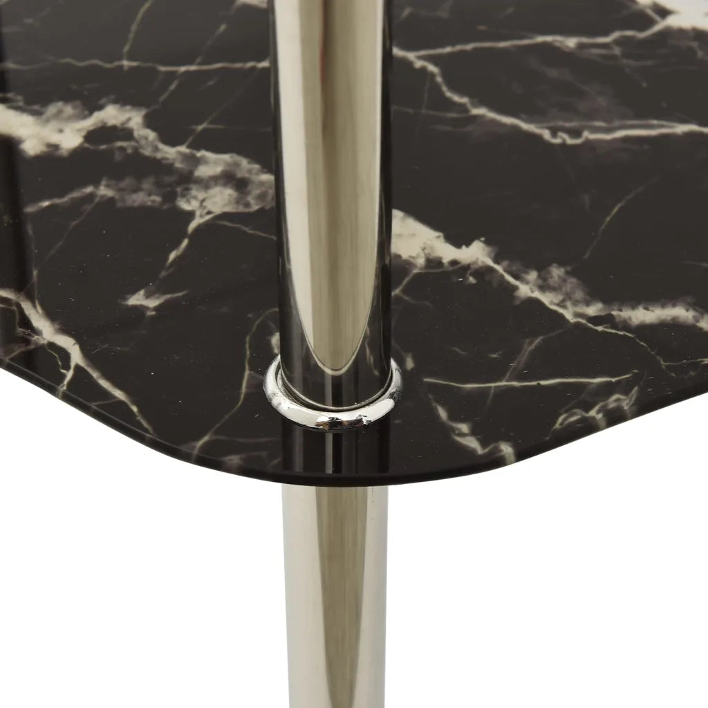 Tavolino 2 Livelli Trasparente Nero 38x38x50 cm Vetro Temperato cod mxl 72809
