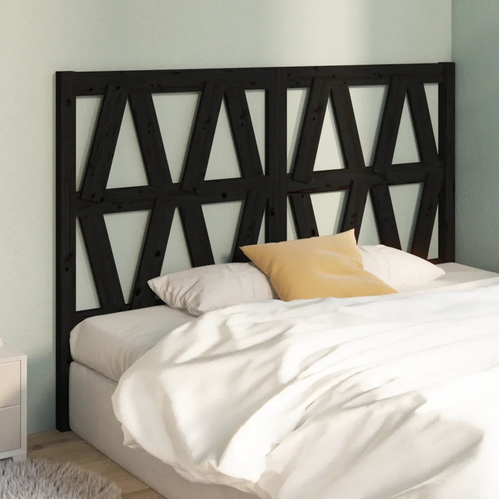 Testiera per Letto Nera 146x4x100 cm in Legno Massello di Pino 818624