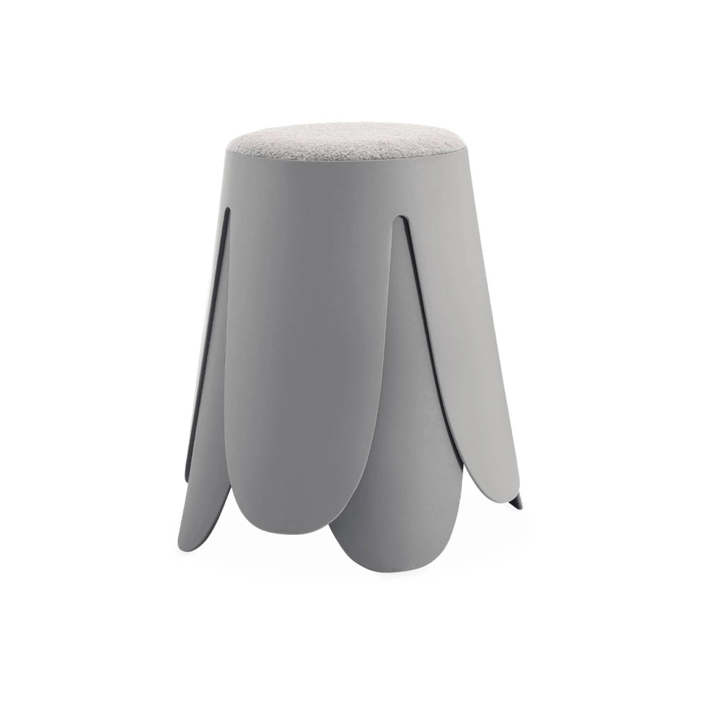 Set 2 sgabelli impilabili in bouclé, grigio chiaro