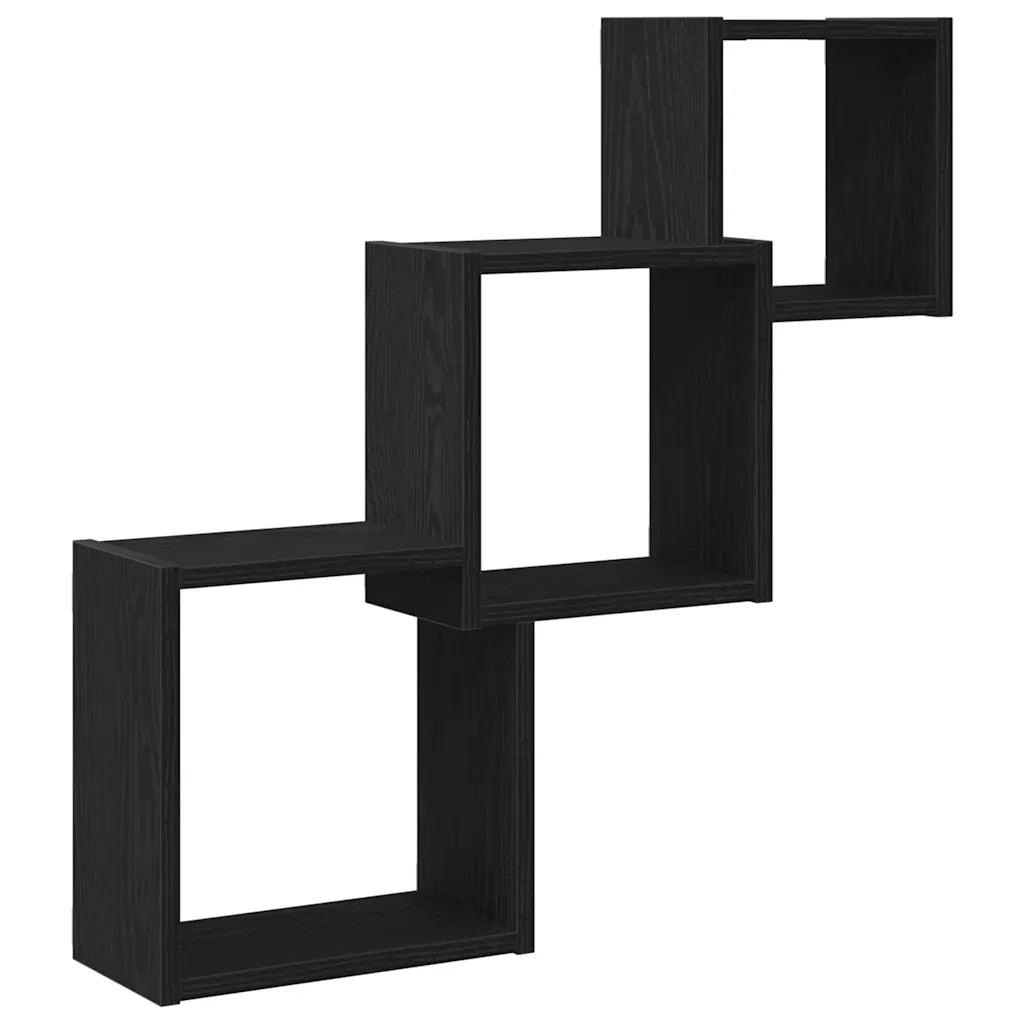 Mensole a Cubo Parete Rovere Nero 68x15x68 cm Legno Multistrato 862410