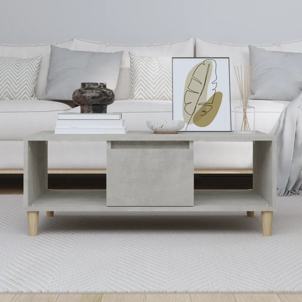 Tavolino Salotto Grigio Cemento 90x50x36,5 cm Legno Multistrato 821064