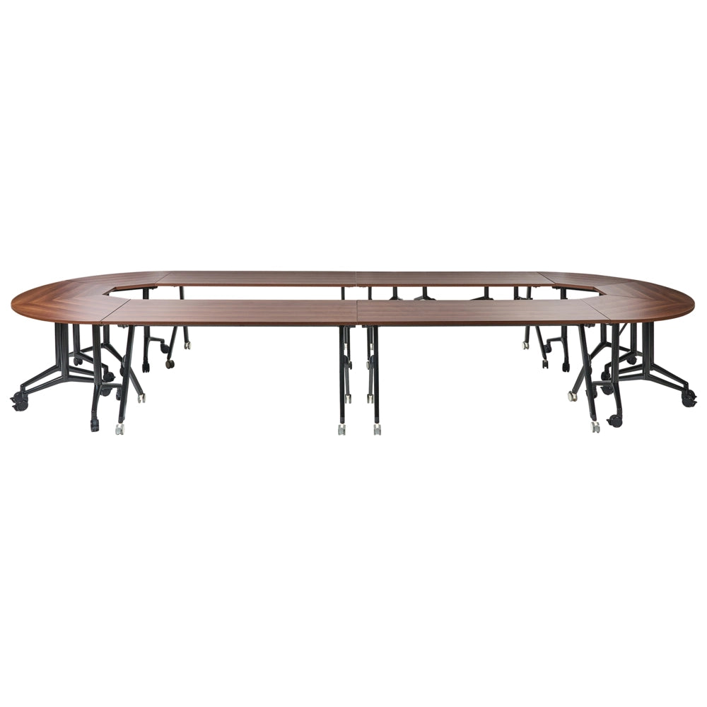 Scrivania da ufficio pieghevole con struttura in metallo marrone scuro e nero piano in MFC 160 x 60 cm portatile con rotelle design moderno