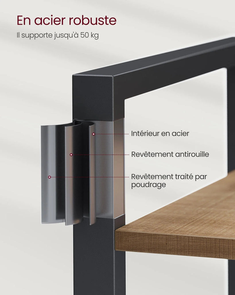 Libreria a 6 ripiani con struttura in acciaio per soggiorno ufficio ingresso stile industriale 80 x 30 x 186 cm marrone 12_0005454