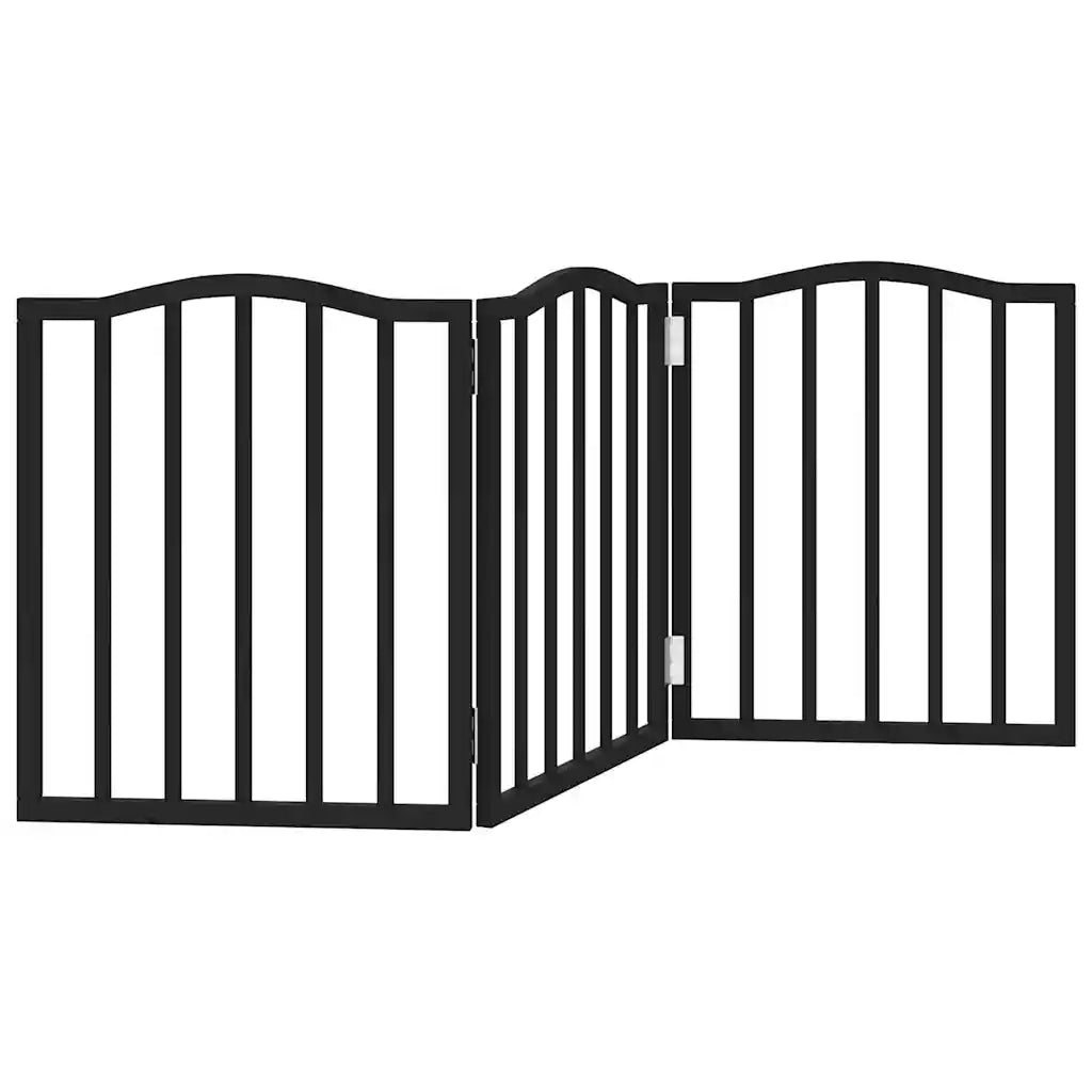 vidaXL Cancello per Cani Pieghevole 3 Pannelli Nero 150cm Legno Pioppo
