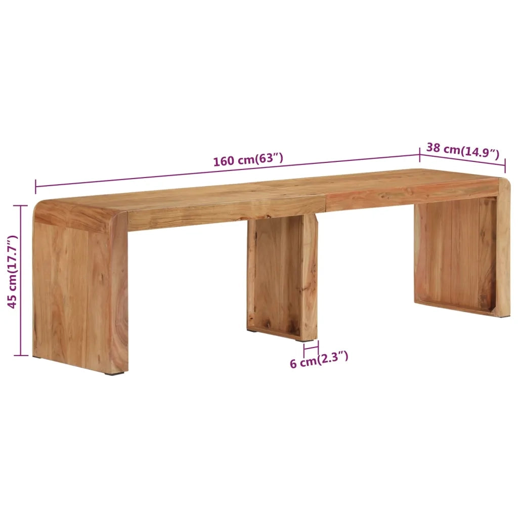 Panca-Sgabello 160x38x45 cm in Legno Massello di Acacia
