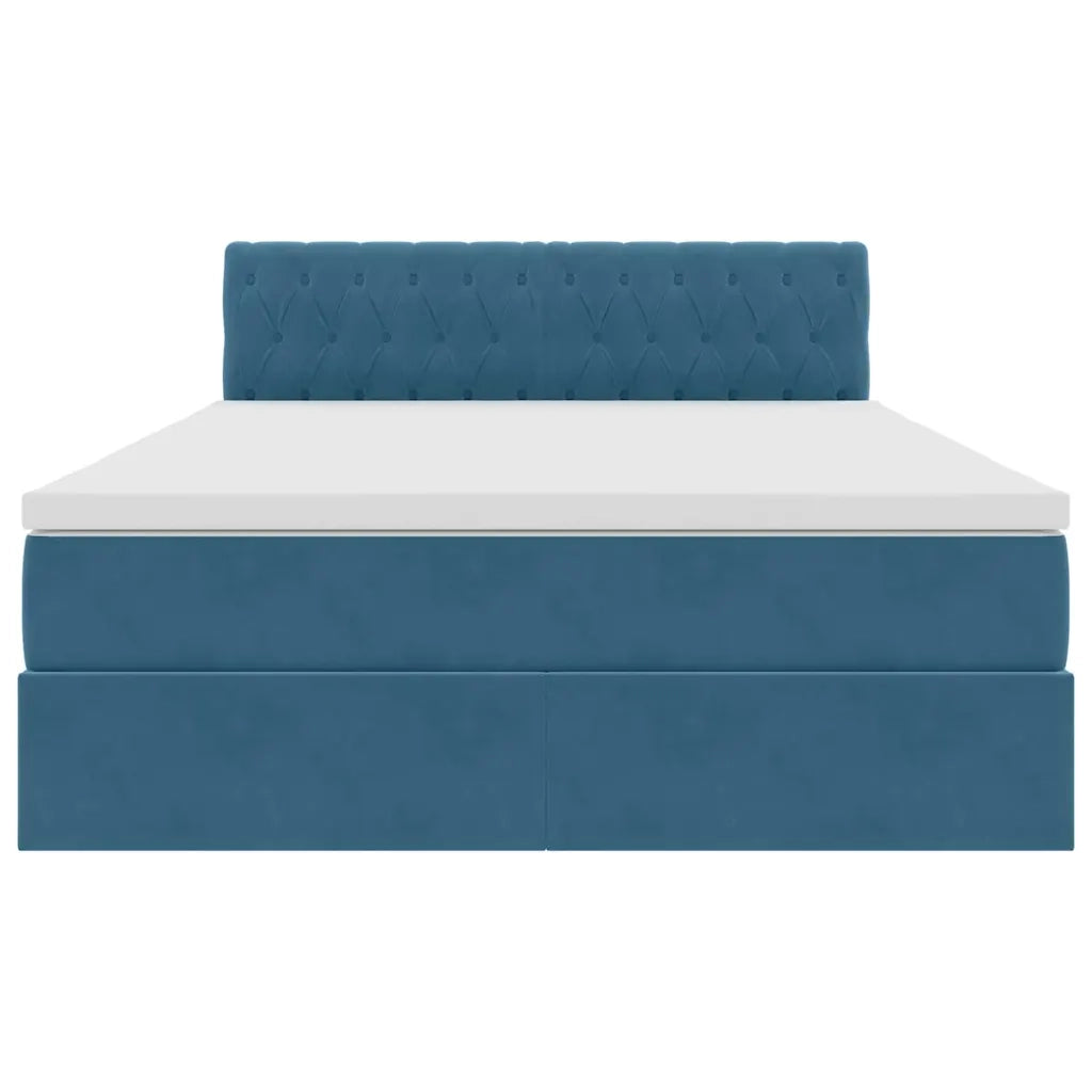 Letto con contenitore LED e materasso Blu Scuro 140 x 200 cm