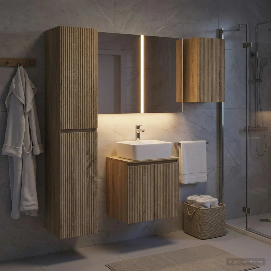 Set di Armadi da Bagno 5 pcs Rovere Sonoma 53 x 15,5 x 70 cm 3407329