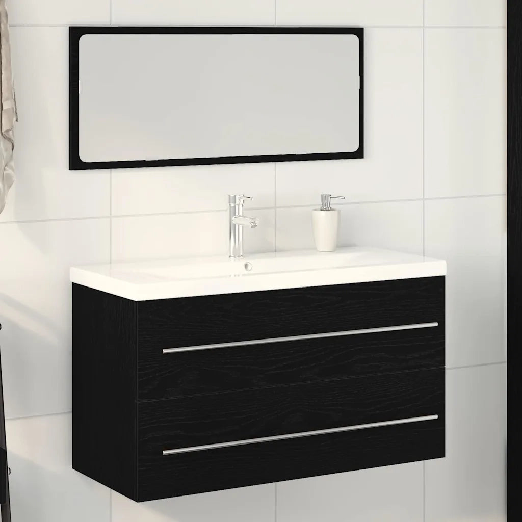 Armadio per Lavabo da Bagno con cassetto 3 pcs Rovere Nero 3333134