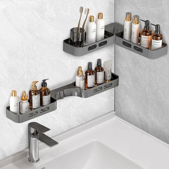 Pannello doccia - senza foratura - 2 pezzi - organizzatore bagno con griglia
