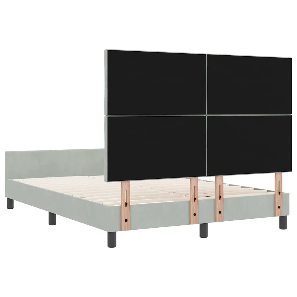 Letto a molle con testiera-Rete con Testiera Grigio chiaro 140 x 200 cm Velluto 837771