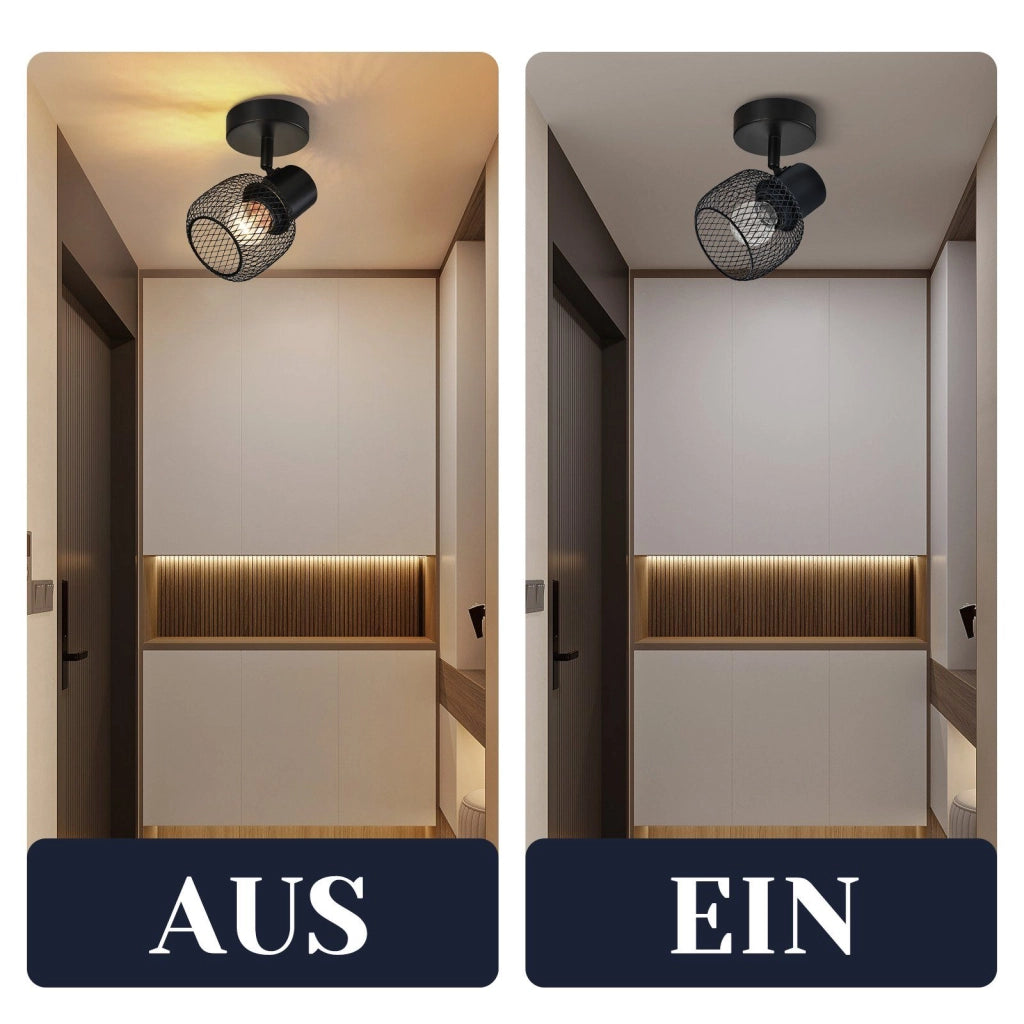 ZMH Faretto da soffitto neri retrò metallo girevoli 330° 40W per cucina cameretta soggiorno camera letto