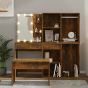 Set Tavolo da Toeletta con LED Rovere Fumo in Legno Multistrato 3114104