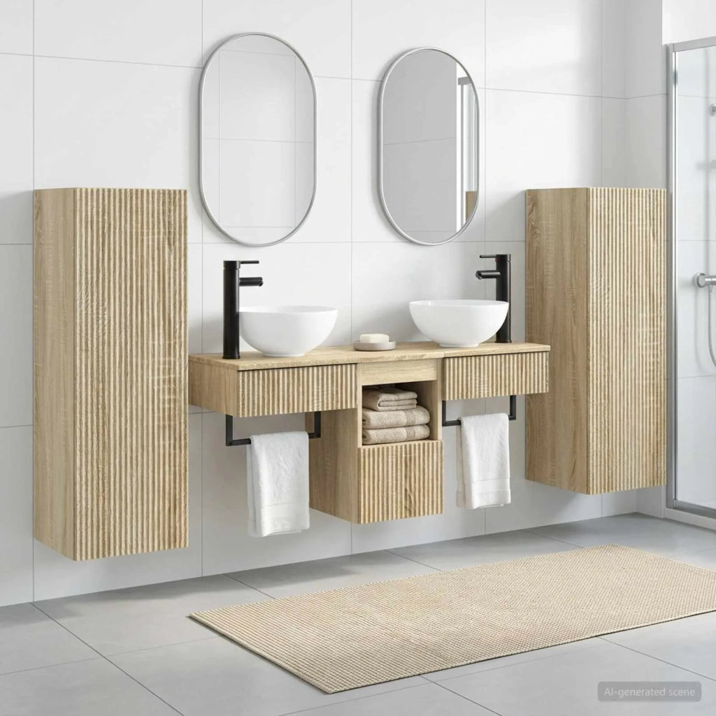 Set di mobili per il bagno 5 pz Rovere Sonoma 3405965