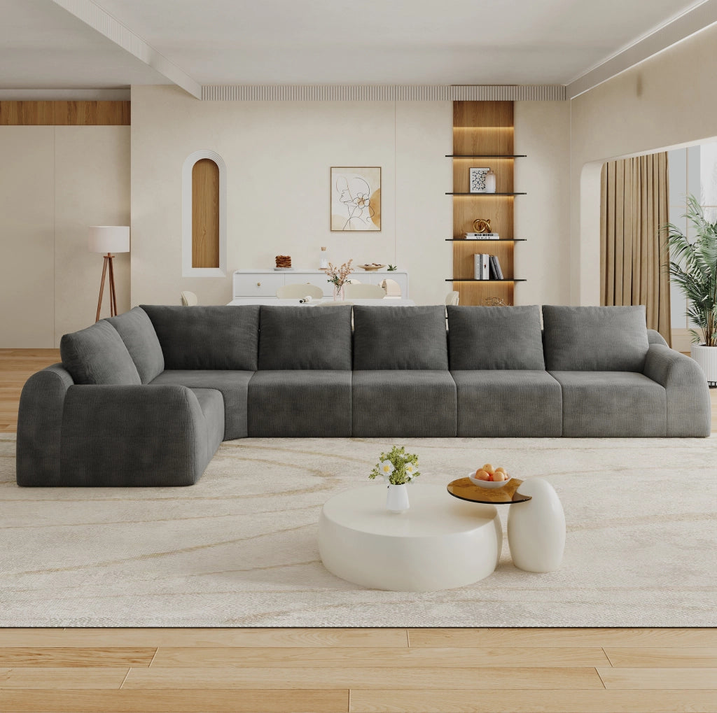 Divano in ciniglia grigio scuro 401x200x85 cm