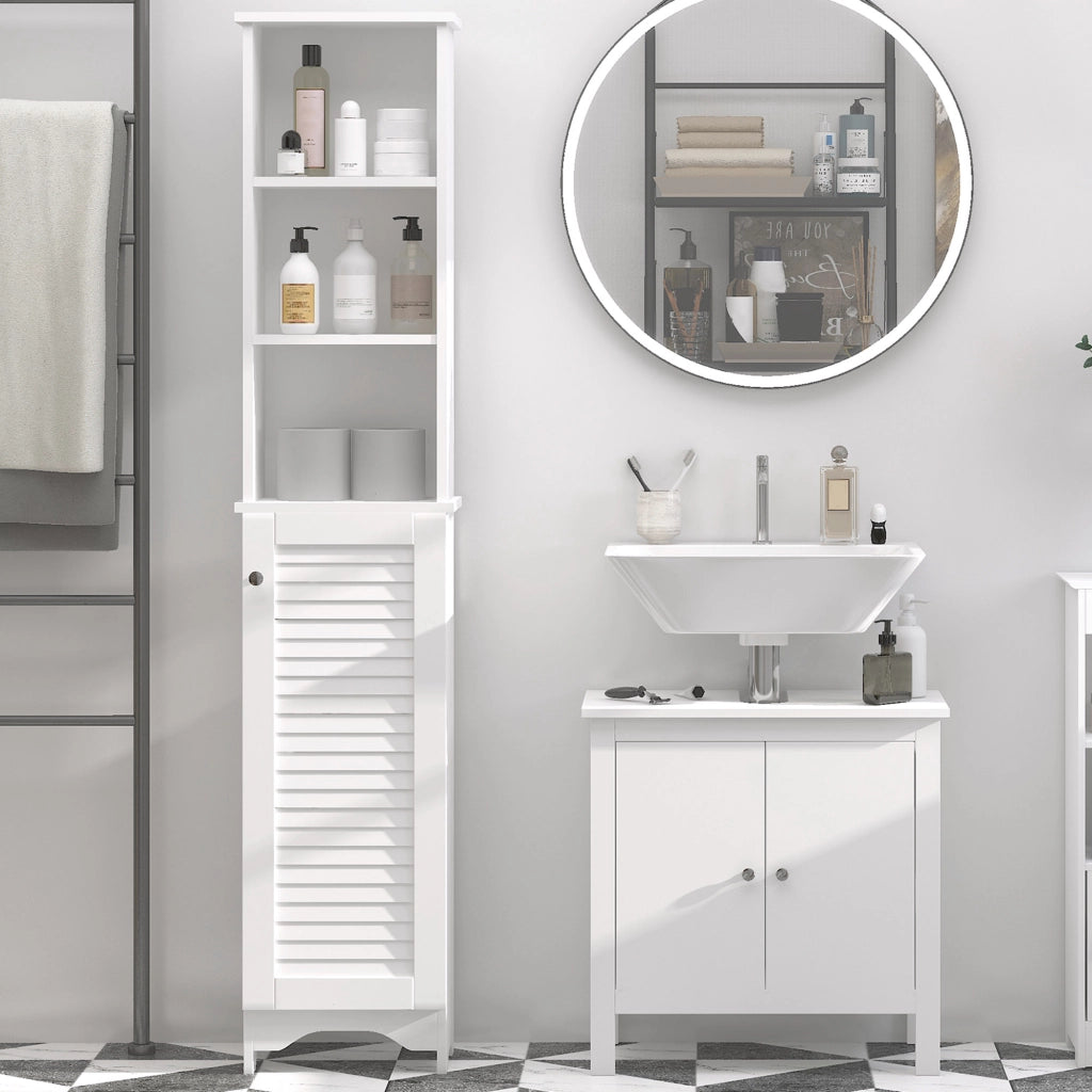 Armadietto Bagno Colonne 3 Ante ¨C zephmum ¨C Bianco MDF 80x30x180