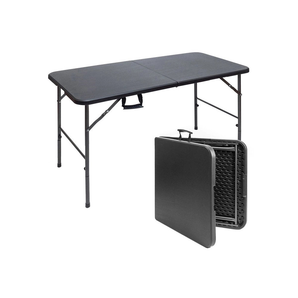 Trade Shop - Tavolo Pieghevole Portatile Rettangolare 120cm Multiuso Campeggio Con Maniglia Trasporto -