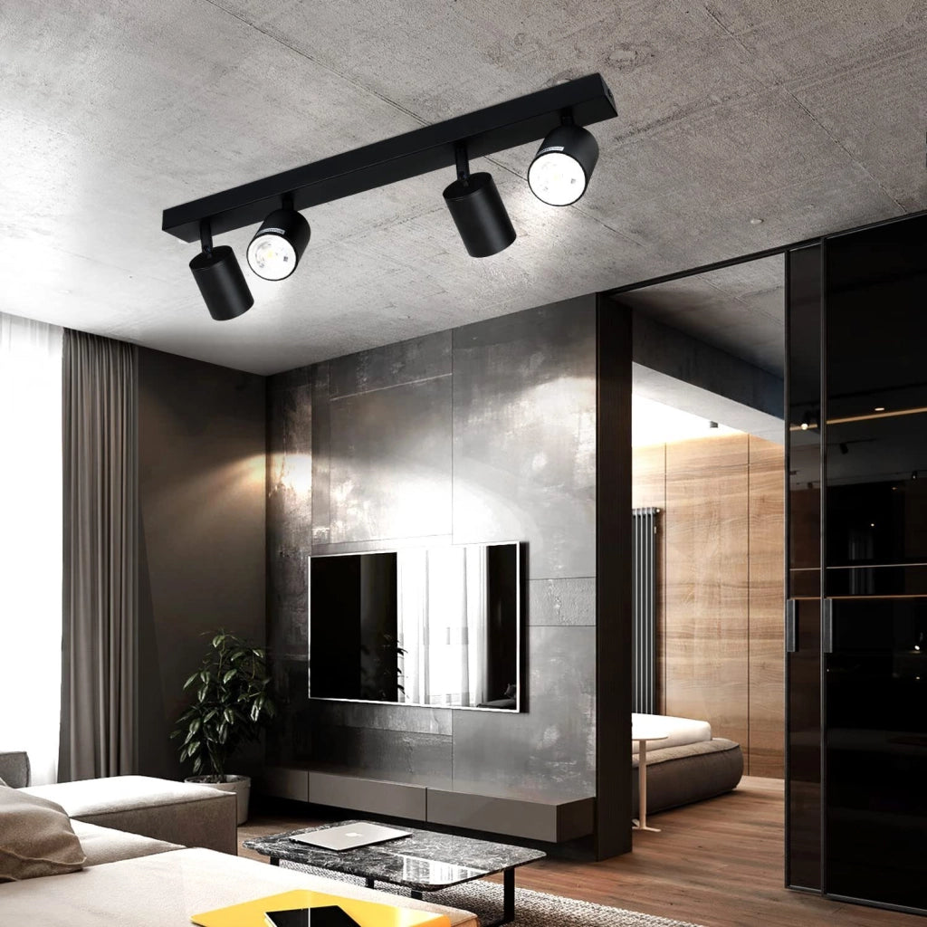 ZMH Faretto da soffitto 4 luci GU10 design industriale moderno orientabili per soggiorno corridoio