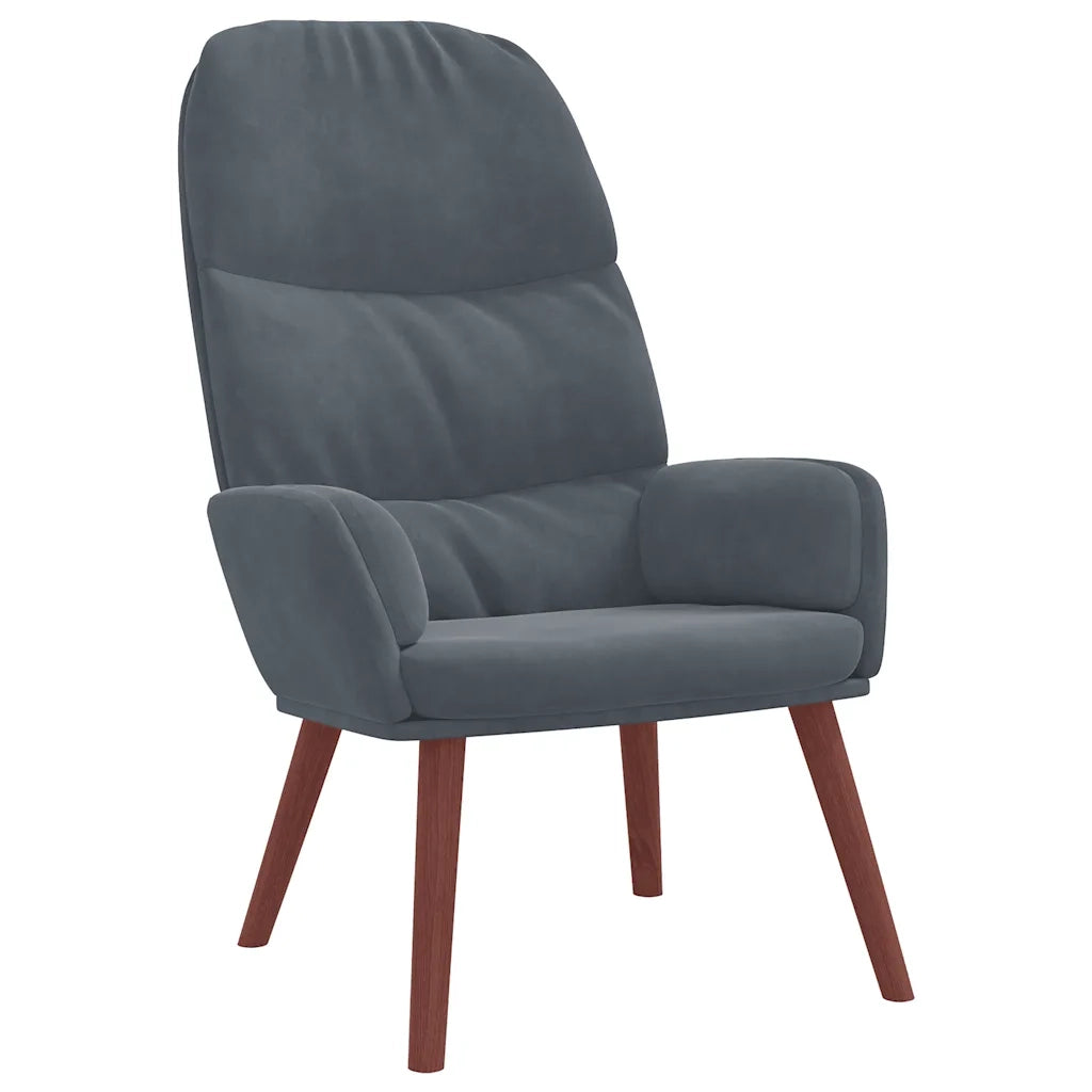 Poltrona Relax con Poggiapiedi Grigio Scuro in Velluto 3315117