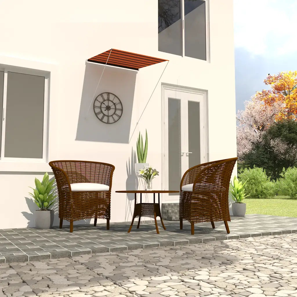 Tenda da Sole Retrattile con LED-Tenda parasole per Patio 100x150 cm Arancione e Marrone