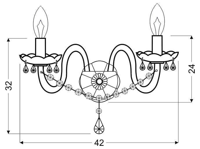 Applique Candellux Maria Teresa 2xE14 ottone cristallo