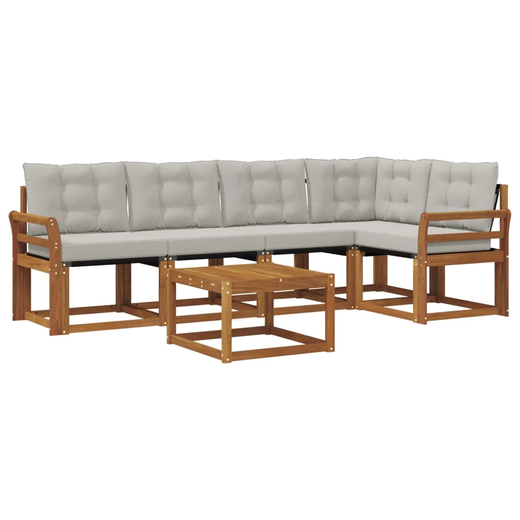 Set di divani da esterno 6 pcs Grigio Naturale e Chiaro