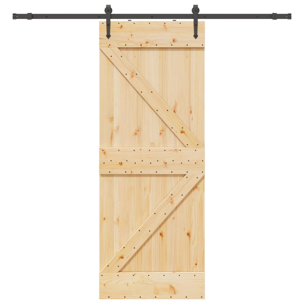 Porta scorrevole NARVIK Naturale e Nero 80 x 210 cm (213,5 cm)