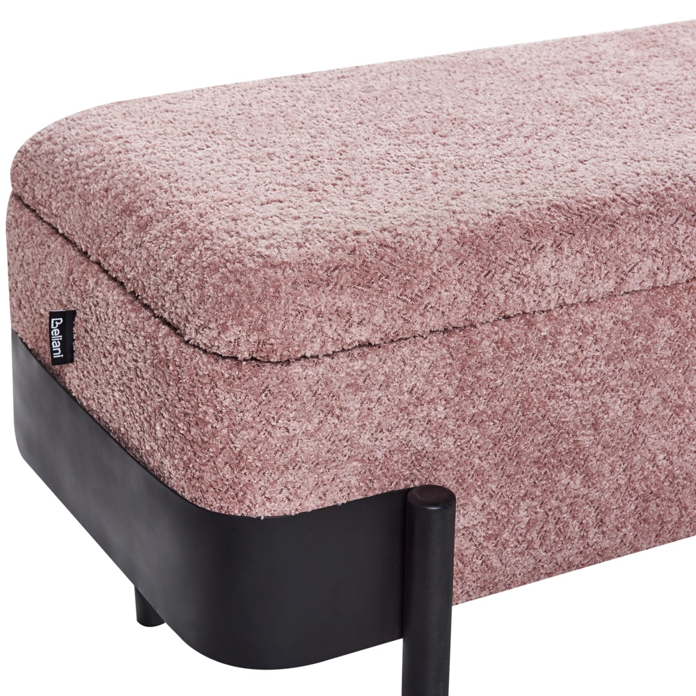 Panca per la camera da letto in tessuto poliestere rosa Rivestimento gambe nere Design cottage Mobili per il soggiorno in tinta unita