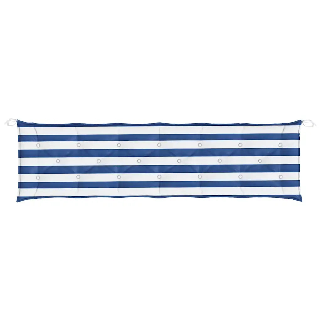 Cuscini Panca Giardino 2 pz-Set di 2 Cuscini per panchina da esterno Righe Bianche Blu 200x50x7cm Tessuto
