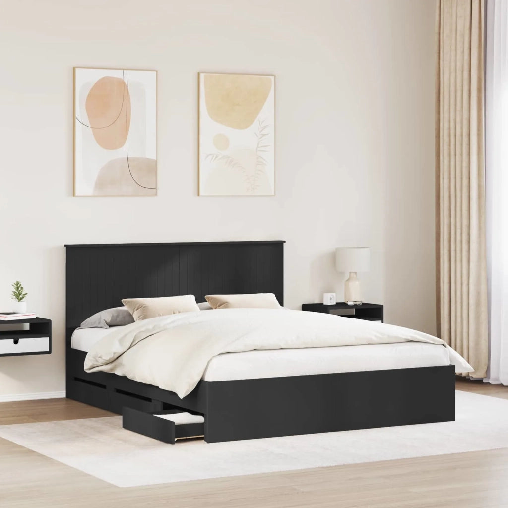 Struttura del letto-Giroletto Nero 160 x 200 cm Legno Ingegnerizzato 700032