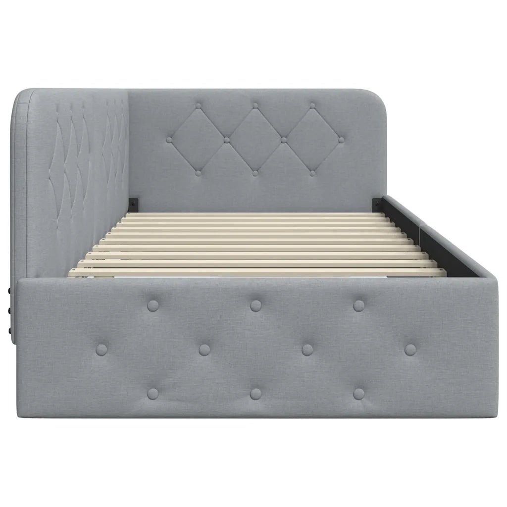 Cornice del letto ad angolo Grigio chiaro 90 x 190 cm Tessuto