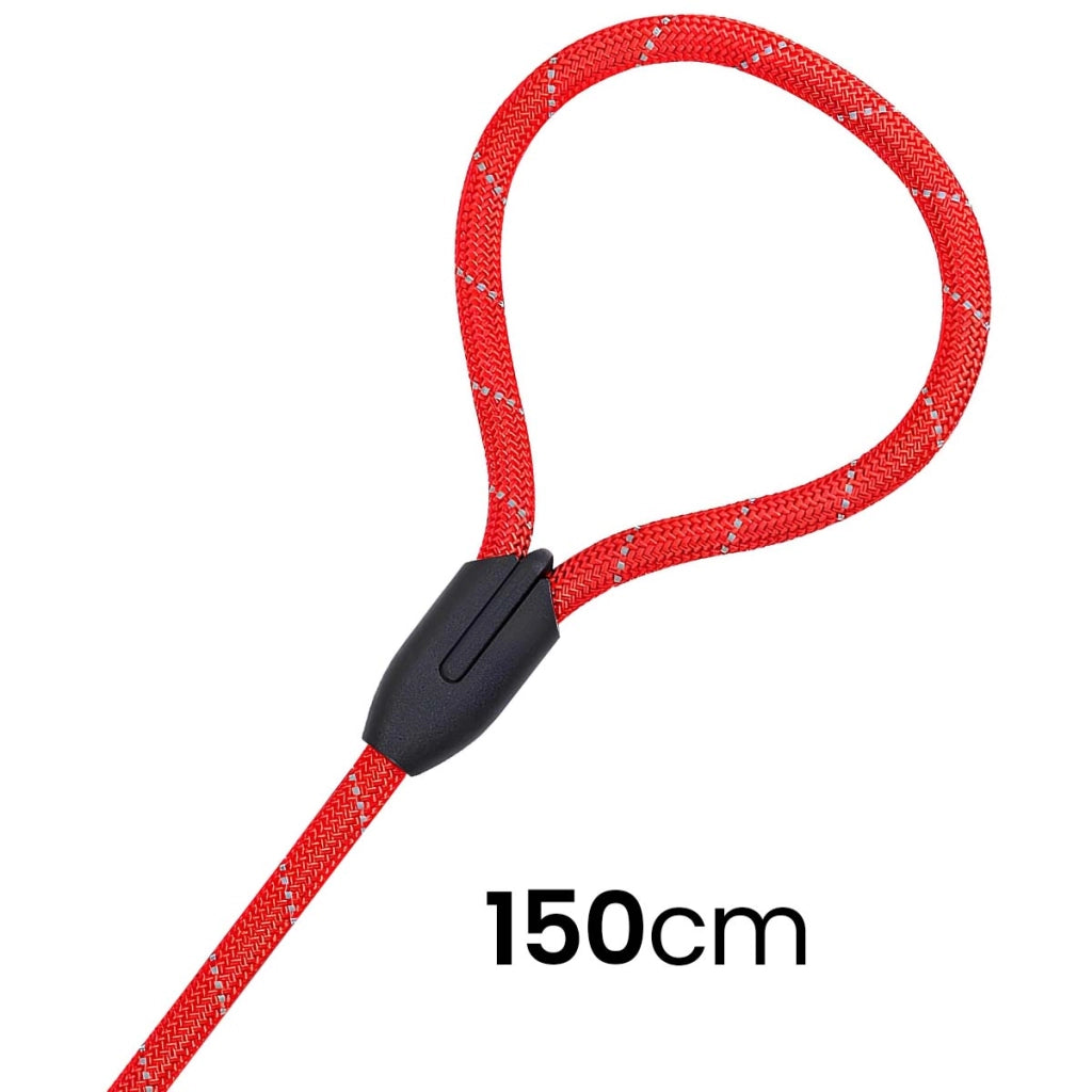 Guinzaglio per cani da 150 cm con collare regolabile da 45 cm in corda resistente Rosso Inny