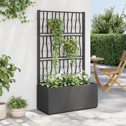 Fioriera da giardino con traliccio-Vaso da Esterno-Vaso con Griglia Grigio Scuro 80x36x140 cm PP