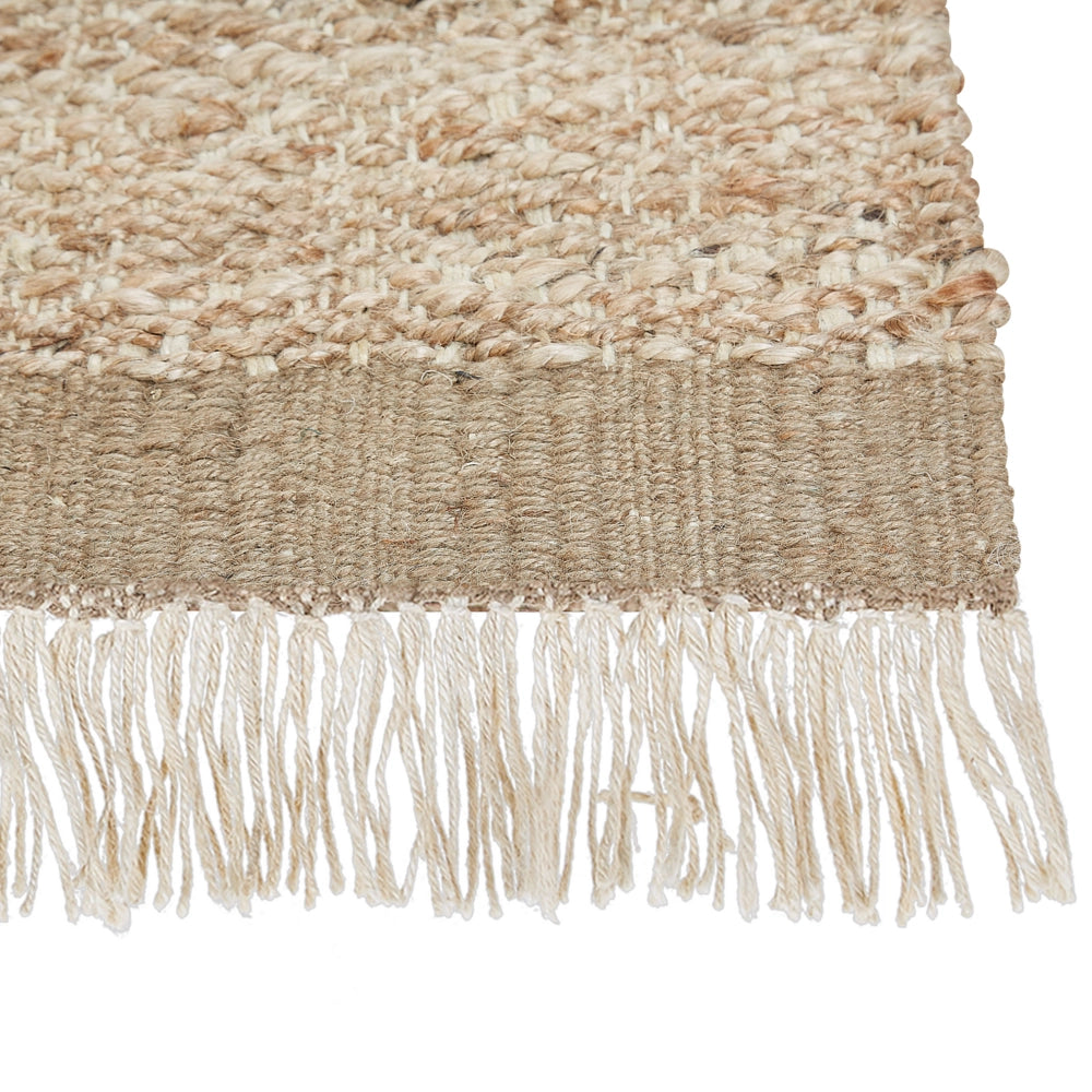 Tappeto con frange in iuta beige 160 x 230 cm fatto a mano stile boho moderno soggiorno camera da letto