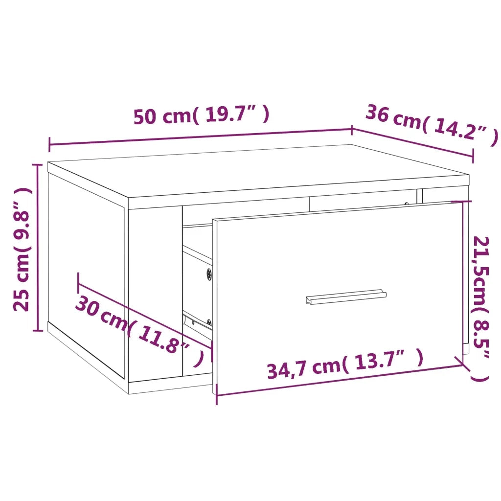 Comodino a Parete Bianco 50x36x25 cm cod mxl 29965