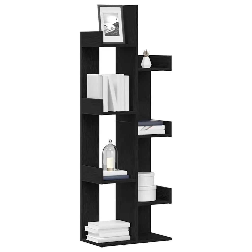 Libreria-Scaffale per Libri-Mobile di Stoccaggio Rovere Nero 48 x 25,5 x 140 cm Legno multistrato