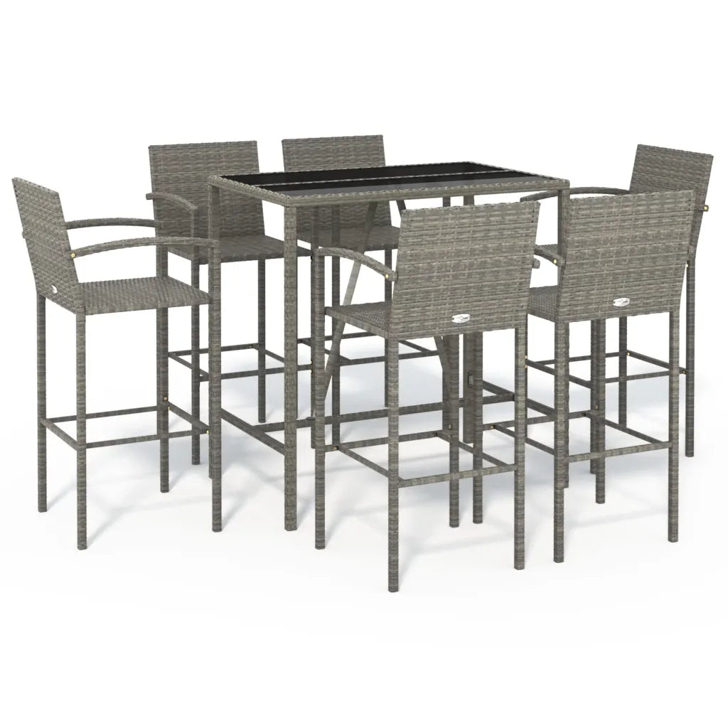 Set da Bar da Giardino 7 pz Grigio in Polyrattan 3187658