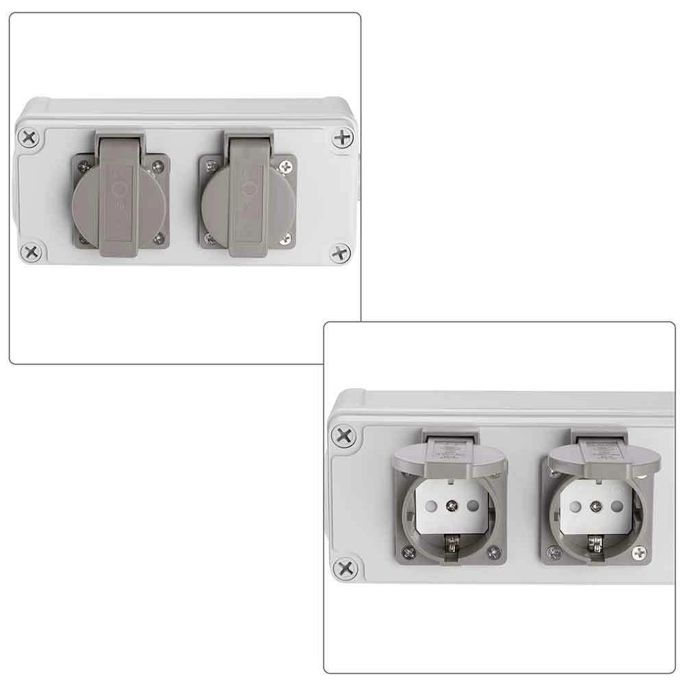 Cassetta Multipresa Elettrica Esterno da Parete 2 Prese Shucko Impermeabili IP54