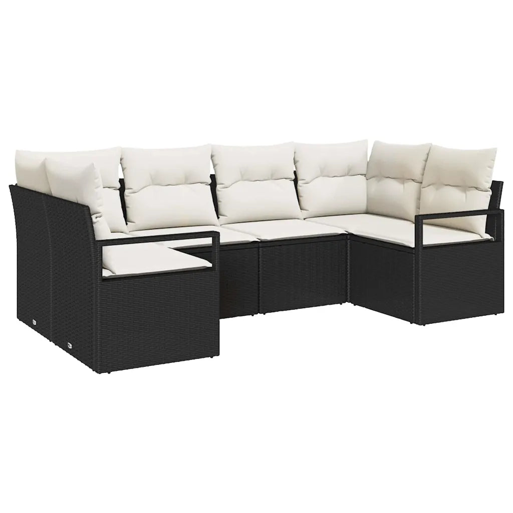Set di divani con cuscino 6 pcs Nero polyrattan 3346517