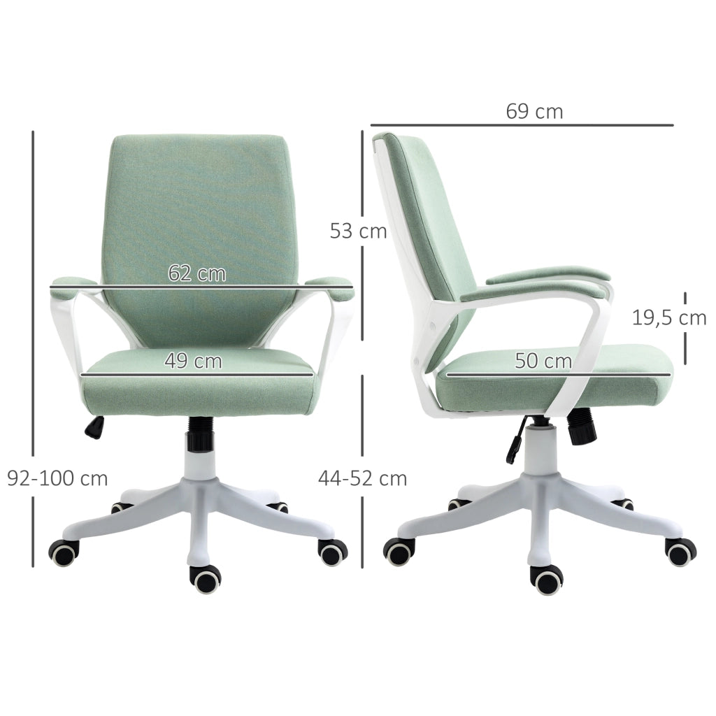 Sedia da ufficio ergonomica con funzione d’oscillazione, ruote girevoli 360°, verde